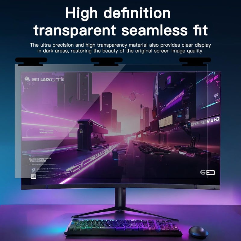 HALOViE 24 Inch Magnetic Hanging Computer Privacy Screen for 16:9 Widescreen Monitor, Removable Privacy Screen Anti Glare Blue Light Computer Screen Privacy Shield, Anti-Scratch 24in Protector Film - Image 5